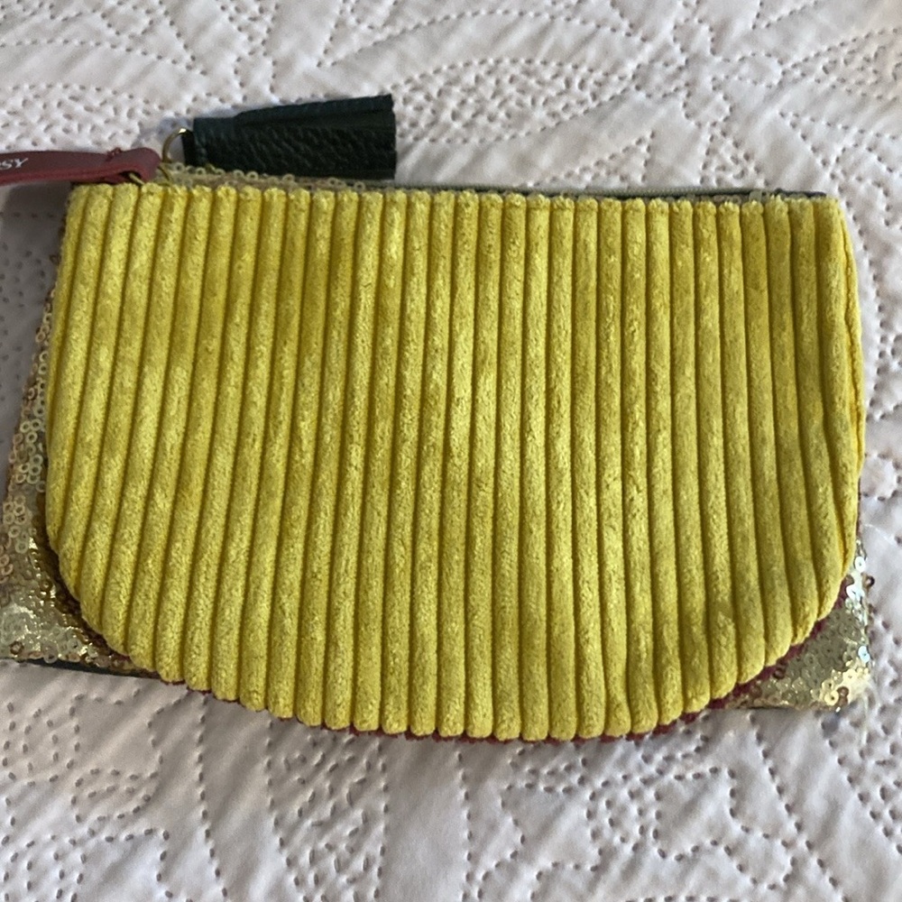 Yellow and Gold Pleated Cosmetic Bag with Zipper lot of seven!!